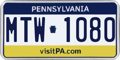 PA license plate MTW1080