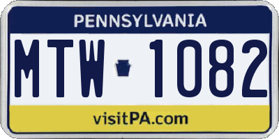 PA license plate MTW1082