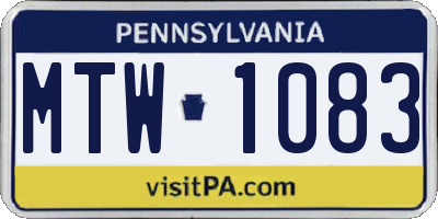 PA license plate MTW1083