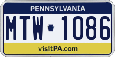 PA license plate MTW1086