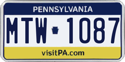 PA license plate MTW1087