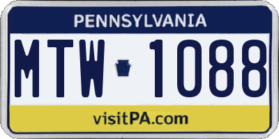 PA license plate MTW1088