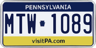 PA license plate MTW1089