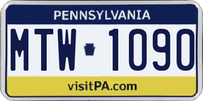 PA license plate MTW1090