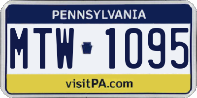 PA license plate MTW1095