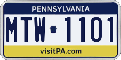 PA license plate MTW1101