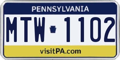 PA license plate MTW1102