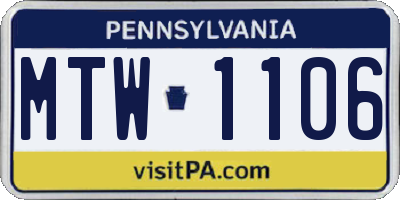 PA license plate MTW1106