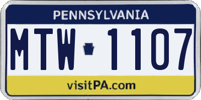PA license plate MTW1107