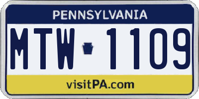 PA license plate MTW1109