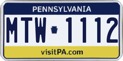 PA license plate MTW1112