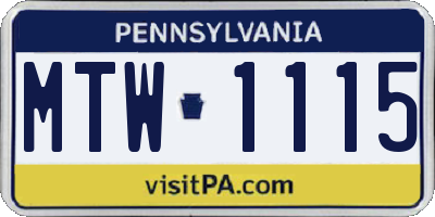 PA license plate MTW1115