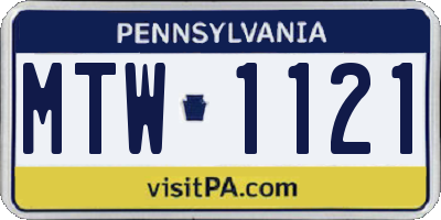 PA license plate MTW1121