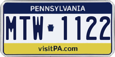 PA license plate MTW1122