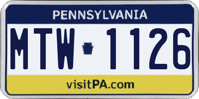 PA license plate MTW1126