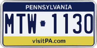 PA license plate MTW1130