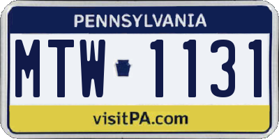 PA license plate MTW1131