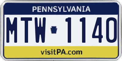 PA license plate MTW1140