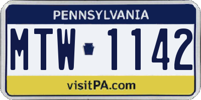 PA license plate MTW1142