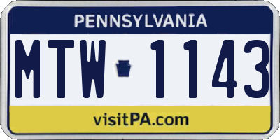 PA license plate MTW1143