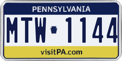 PA license plate MTW1144