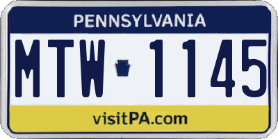 PA license plate MTW1145