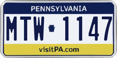 PA license plate MTW1147