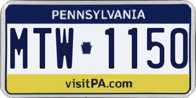 PA license plate MTW1150