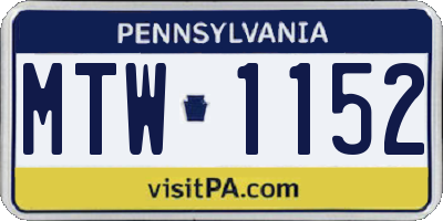PA license plate MTW1152