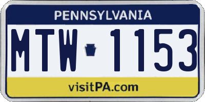 PA license plate MTW1153