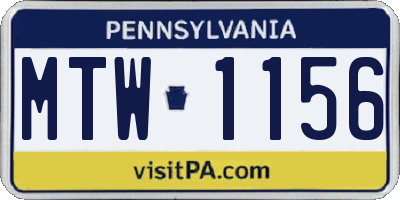 PA license plate MTW1156