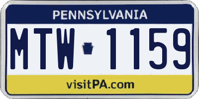 PA license plate MTW1159