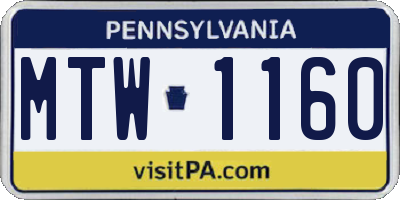 PA license plate MTW1160