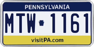 PA license plate MTW1161