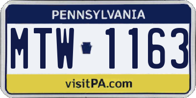PA license plate MTW1163