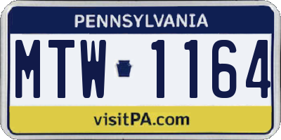 PA license plate MTW1164