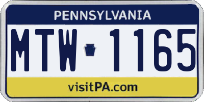 PA license plate MTW1165