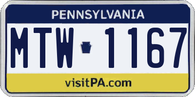 PA license plate MTW1167