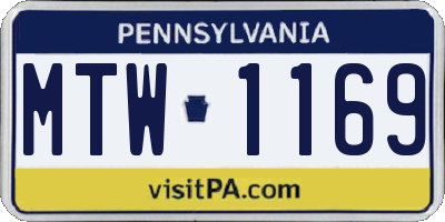 PA license plate MTW1169