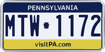 PA license plate MTW1172