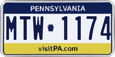 PA license plate MTW1174