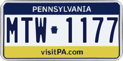 PA license plate MTW1177
