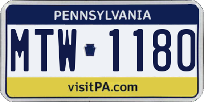 PA license plate MTW1180