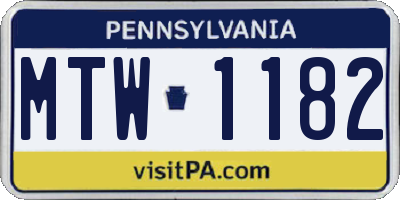 PA license plate MTW1182