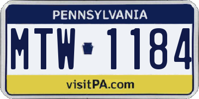 PA license plate MTW1184