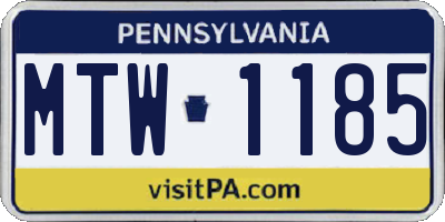 PA license plate MTW1185