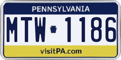 PA license plate MTW1186