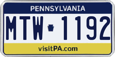 PA license plate MTW1192