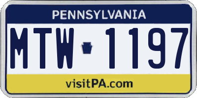 PA license plate MTW1197