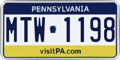 PA license plate MTW1198